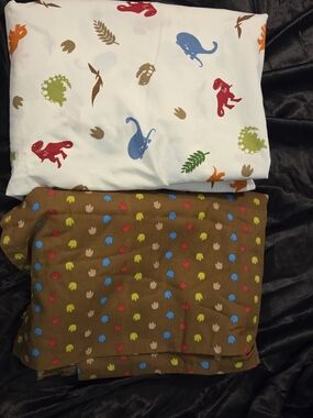 Kids TWIN Dinasaur Themed TOP Sheets And 2 Pillow Cases